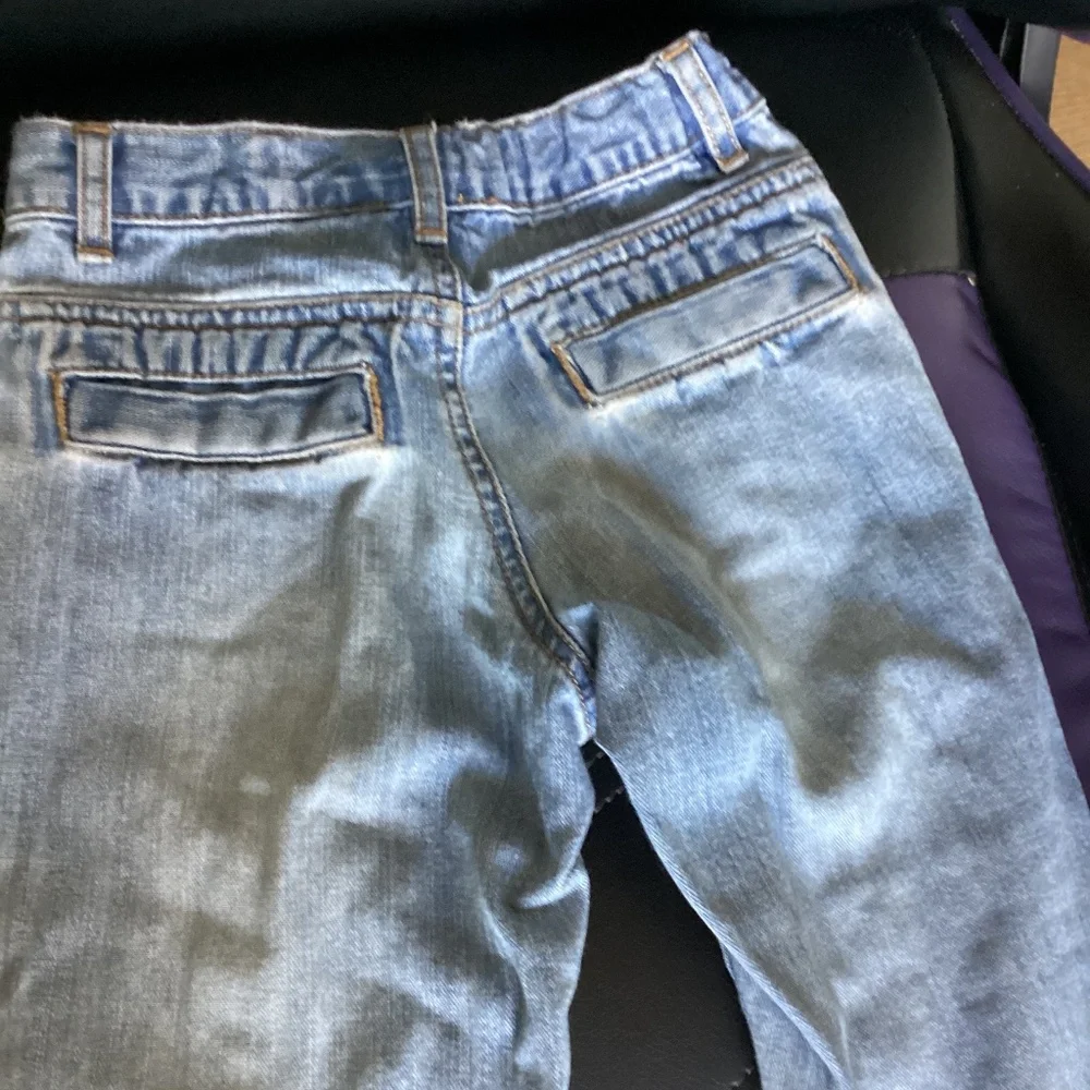 GAP Girl Distressed Flare Jeans Size 6 Slim Flower Adjustable